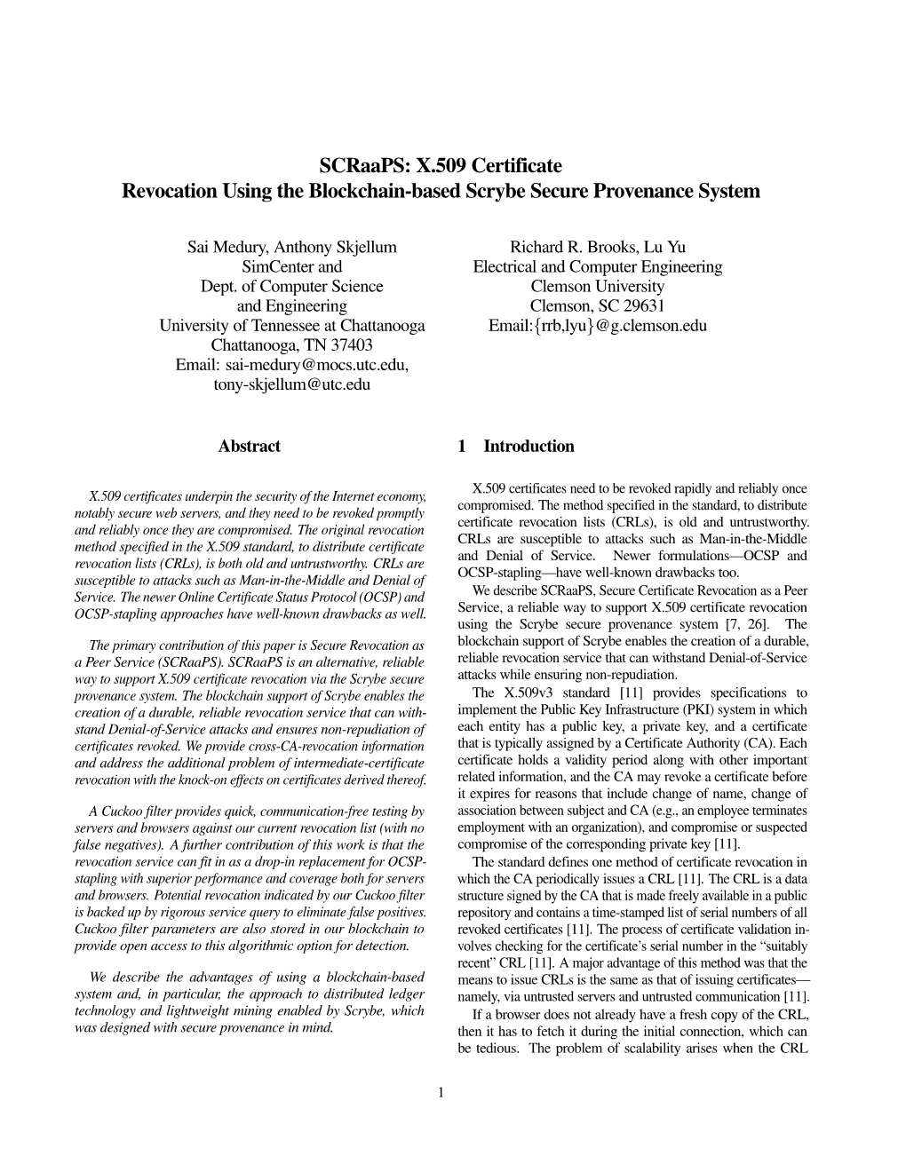 X.509 Certificate Revocation Using the Blockchain-Based Scrybe Secure Provenance System