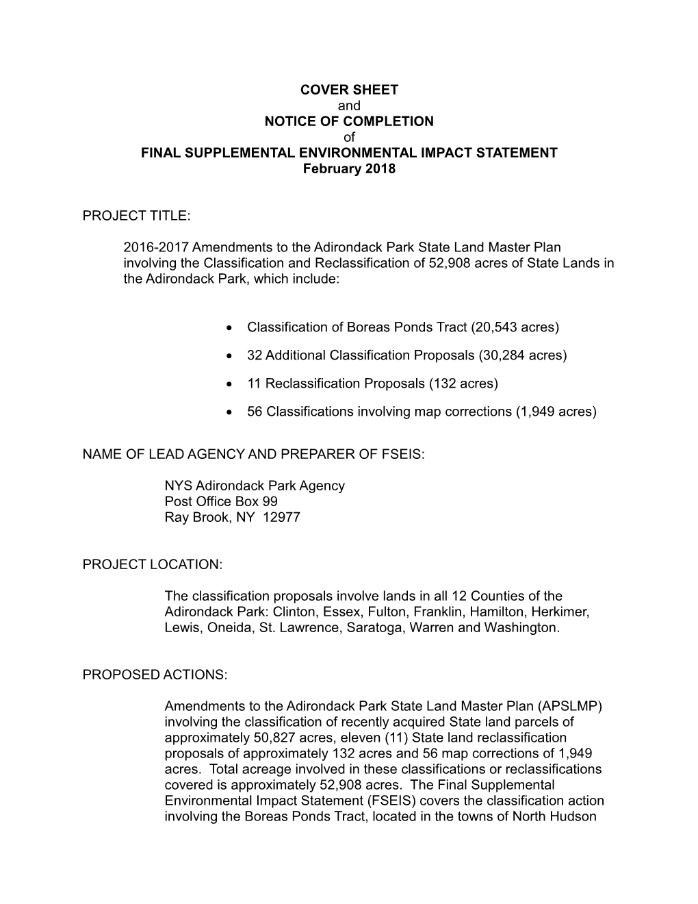 SLMP Final Environmental Impact Statement