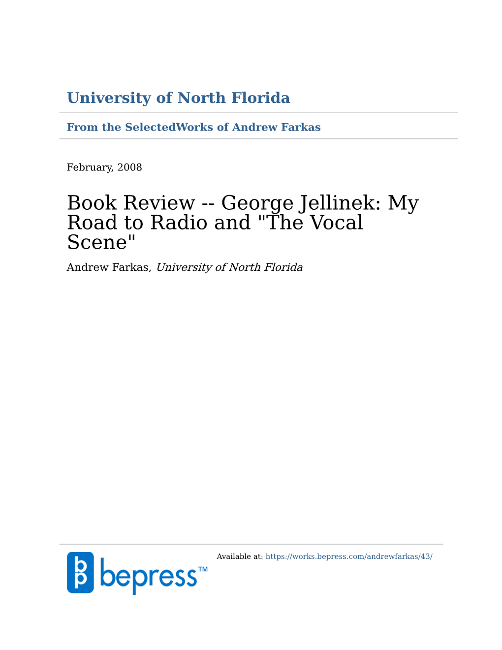 George Jellinek: My Road to Radio and 