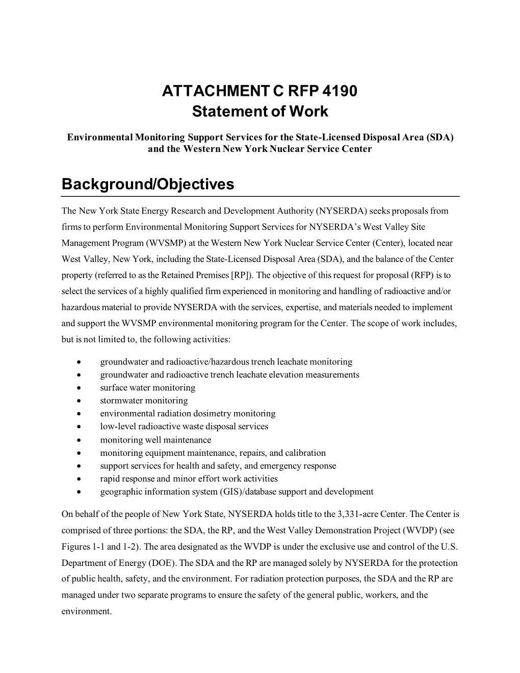 ATTACHMENT C RFP 4190 Statement of Work
