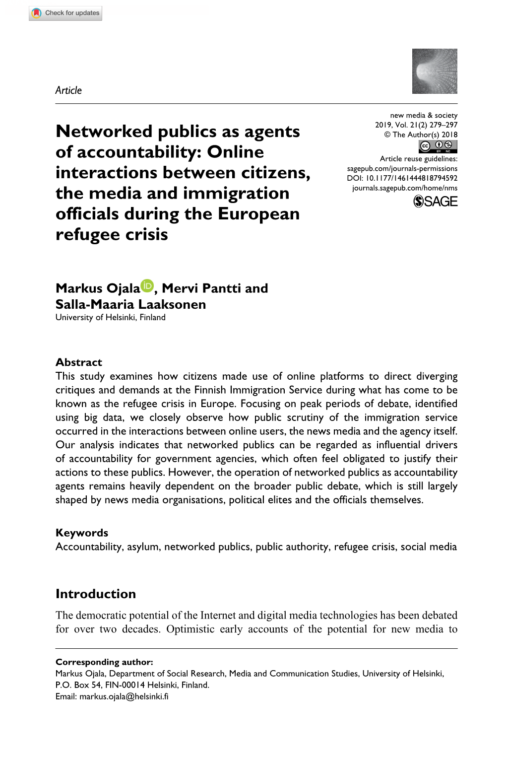 Networked Publics As Agents of Accountability: Online Interactions
