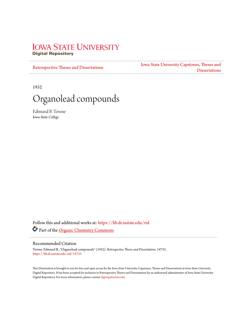 Organolead Compounds Edmund B