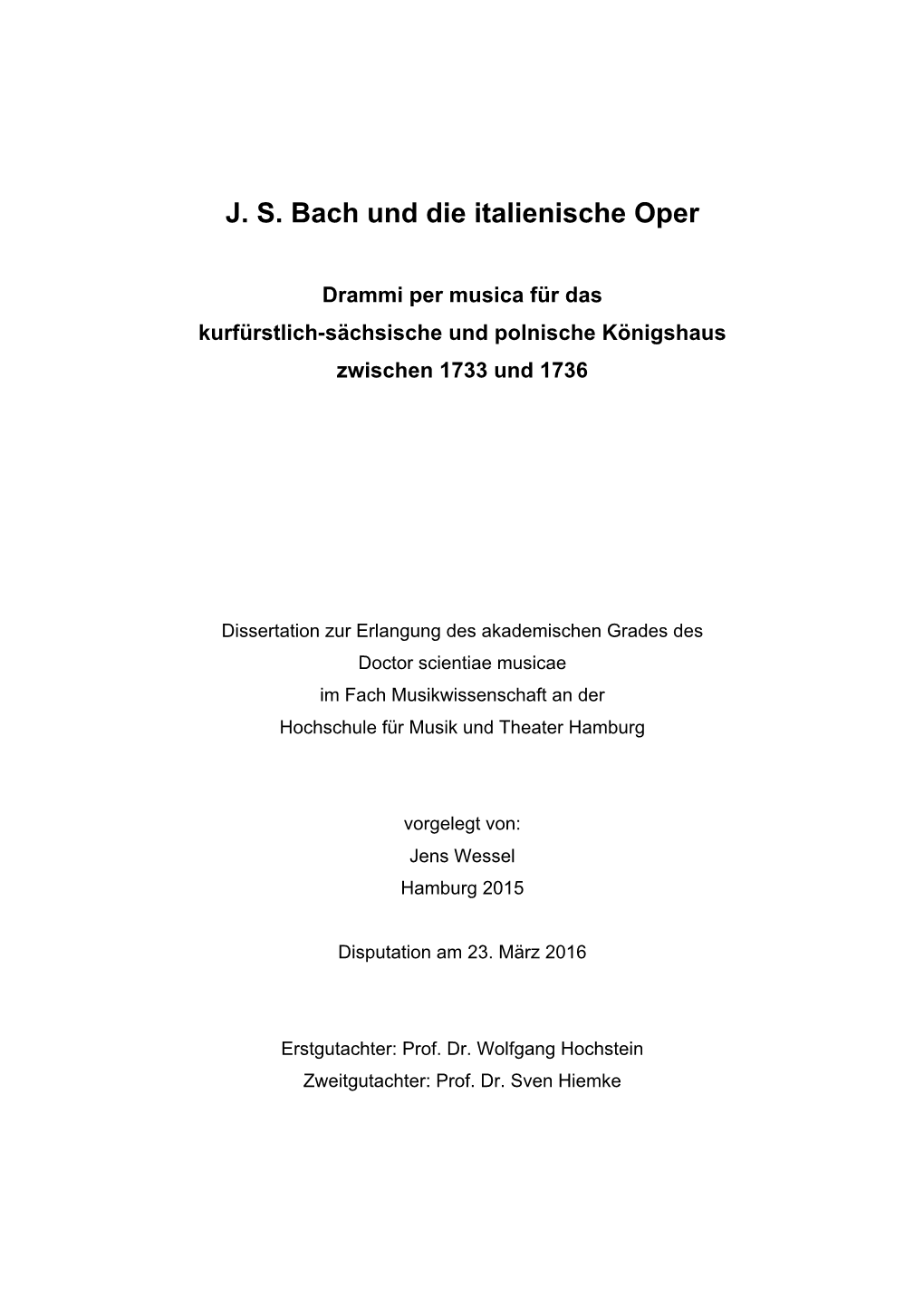 J. S. Bach Und Die Italienische Oper