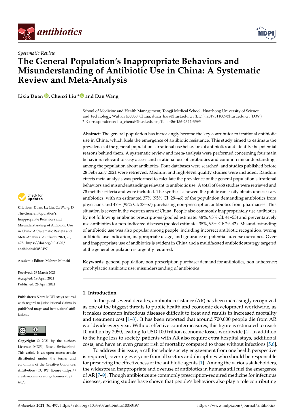 The General Population's Inappropriate Behaviors and Misunderstanding of Antibiotic Use in China: a Systematic Review and Meta