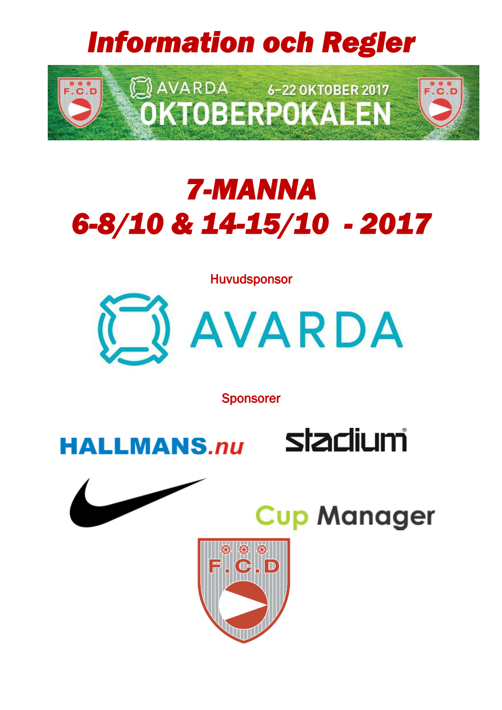 Reglemente Oktoberpokalen 2017