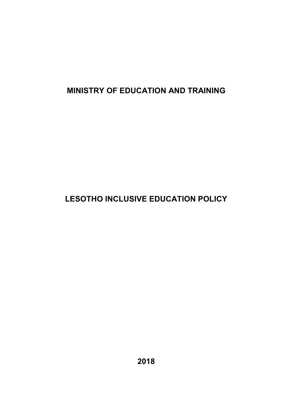 Ministry of Education and Training Lesotho Inclusive