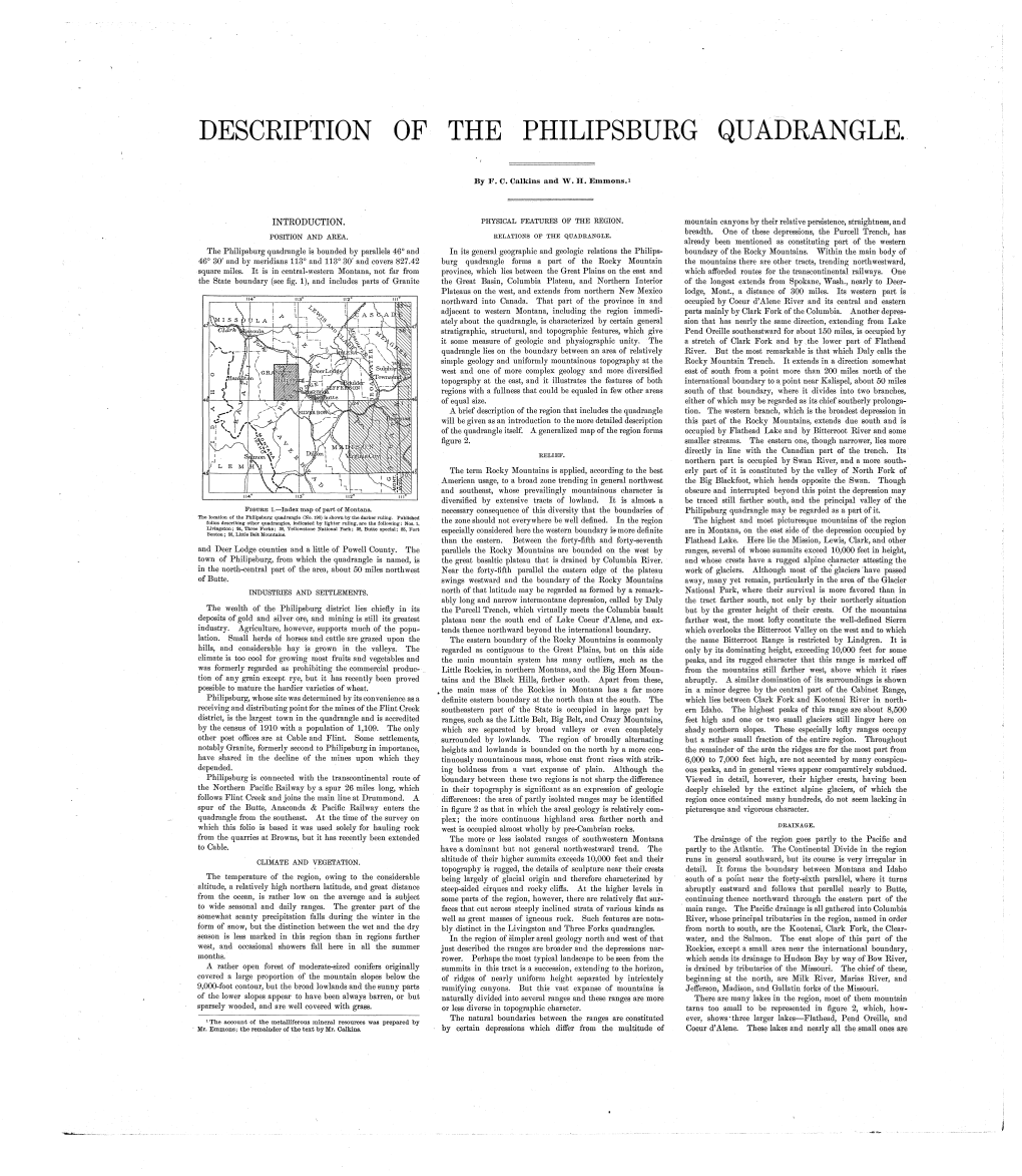 Description of the Philipsburg Quadrangle