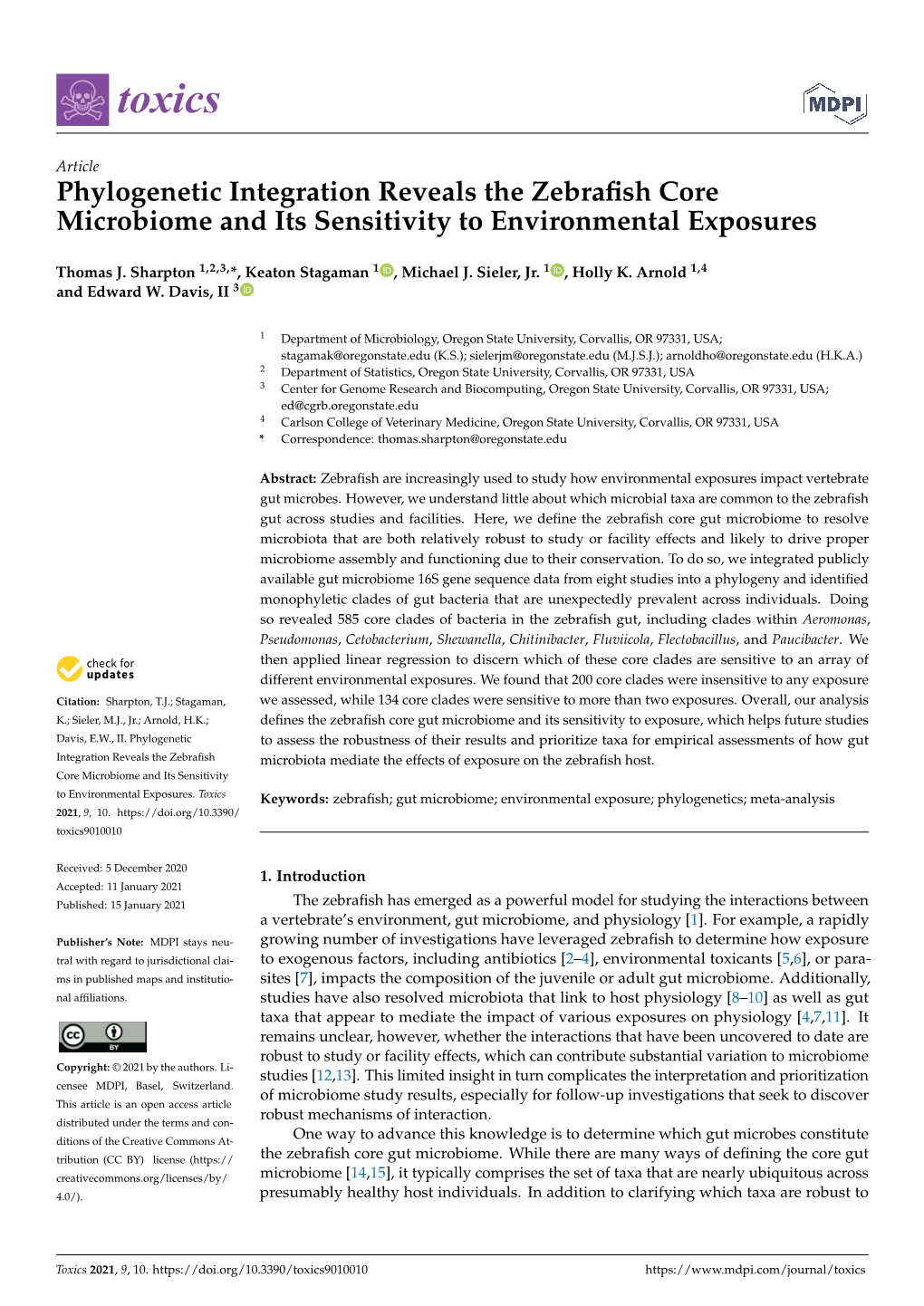 Phylogenetic Integration Reveals the Zebrafish Core Microbiome and Its