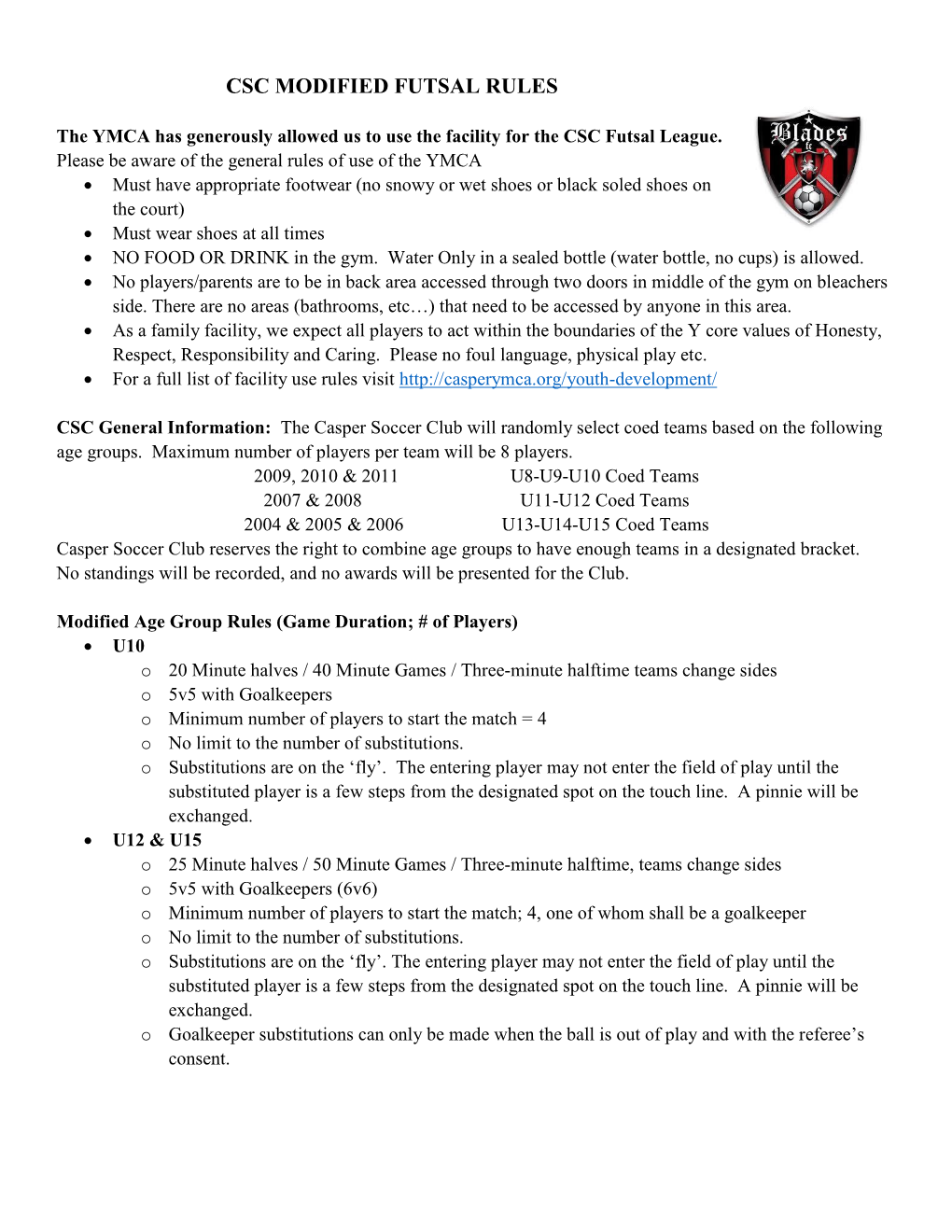 Csc Modified Futsal Rules