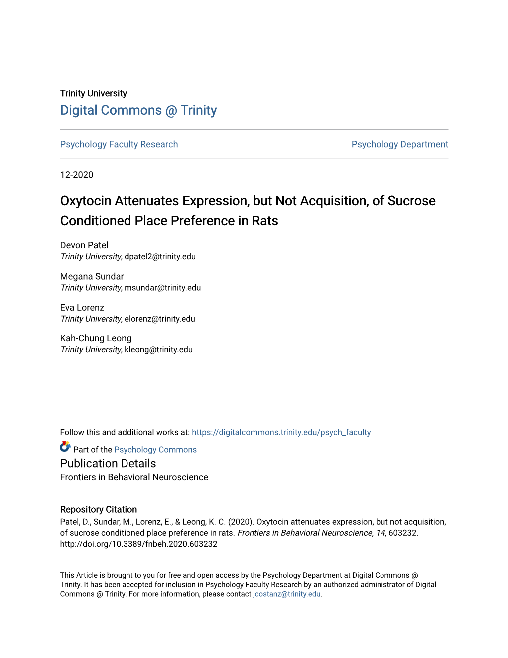 Oxytocin Attenuates Expression, but Not Acquisition, of Sucrose Conditioned Place Preference in Rats