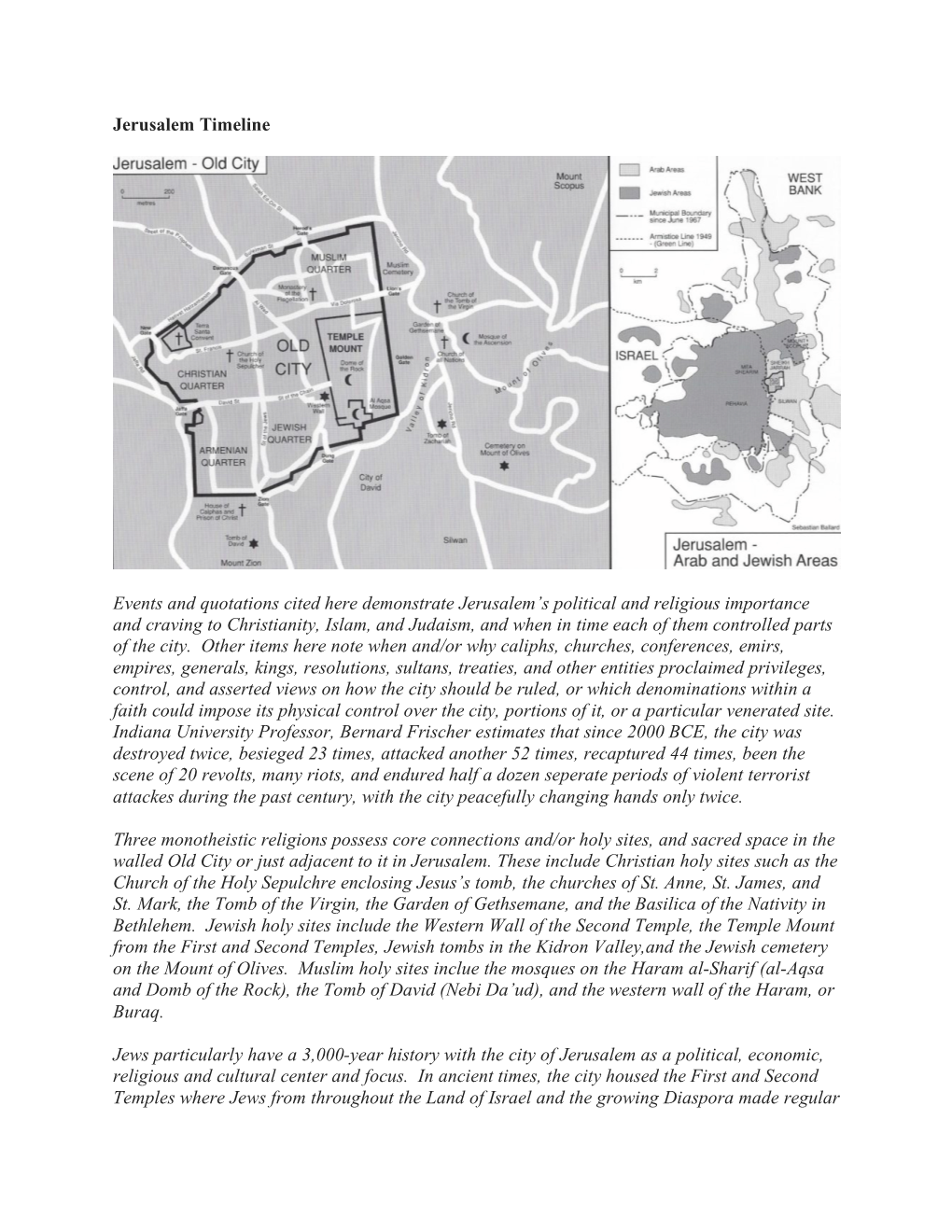 Jerusalem Timeline Events and Quotations Cited Here Demonstrate