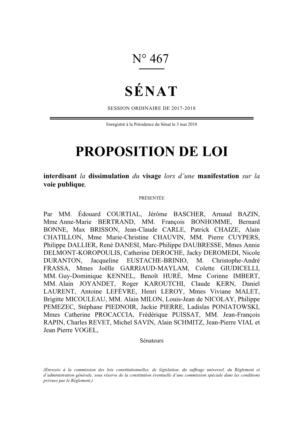 Sénat Proposition De