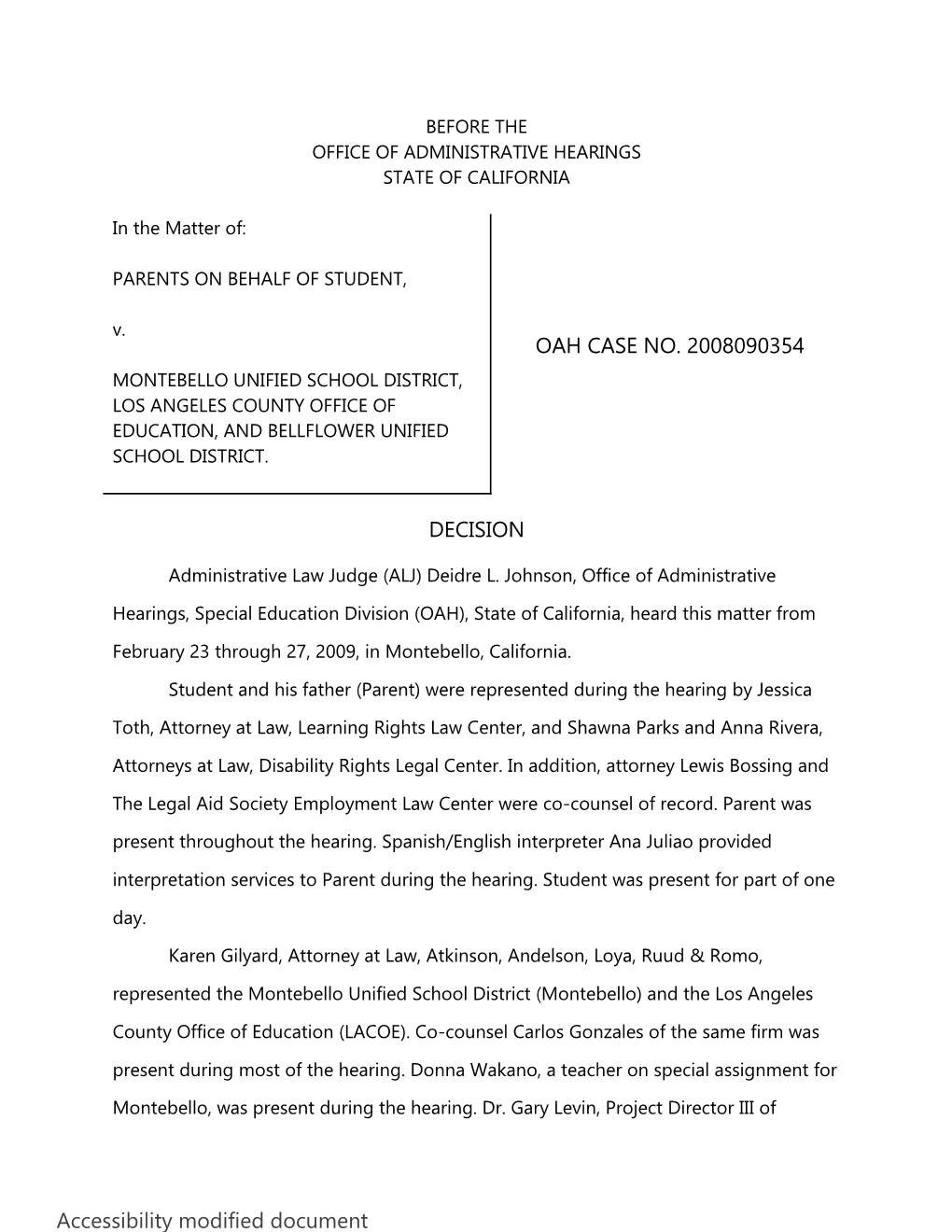 Case Number 2008090354 Modified Document for Accessibility