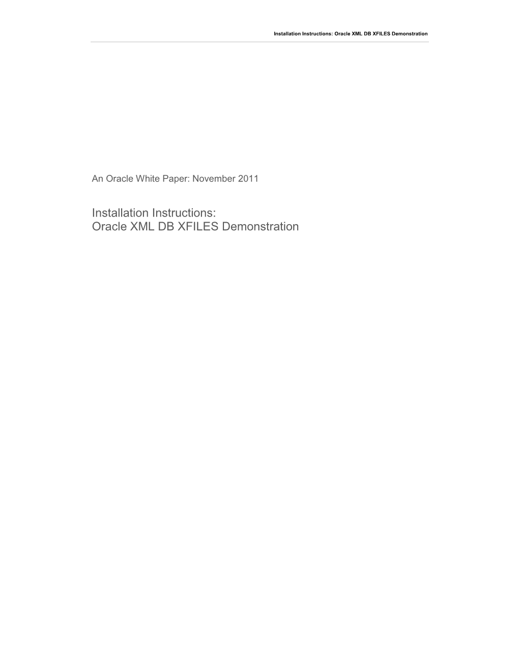 Oracle White Paper: November 2011