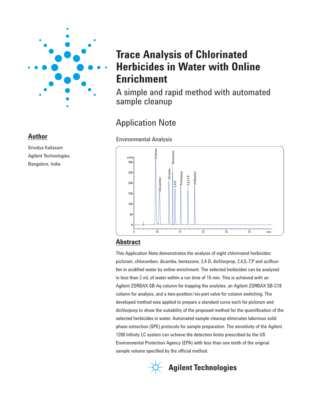 Trace Analysis of Chlorinated Herbicides in Water with Online Enrichment a Simple and Rapid Method with Automated Sample Cleanup