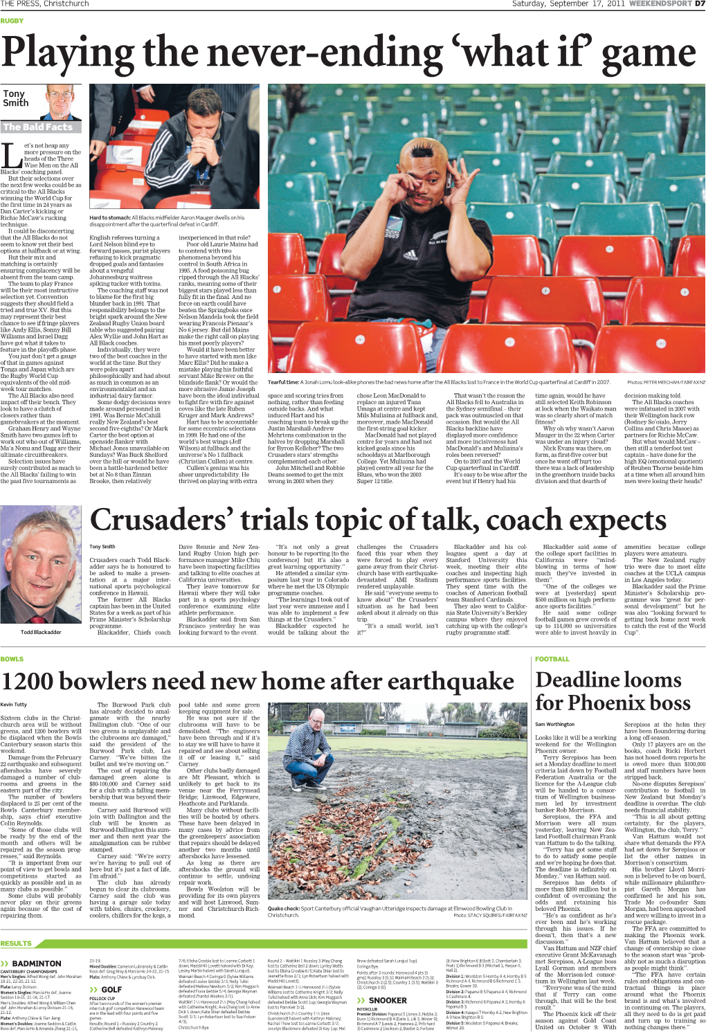 Crusaders' Trials Topic of Talk, Coach Expects