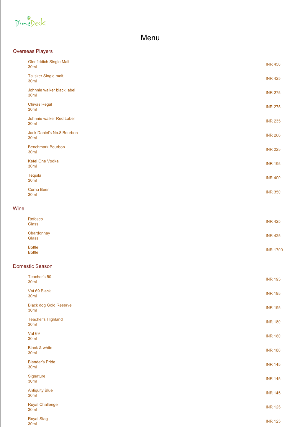 Overseas Players Wine Domestic Season