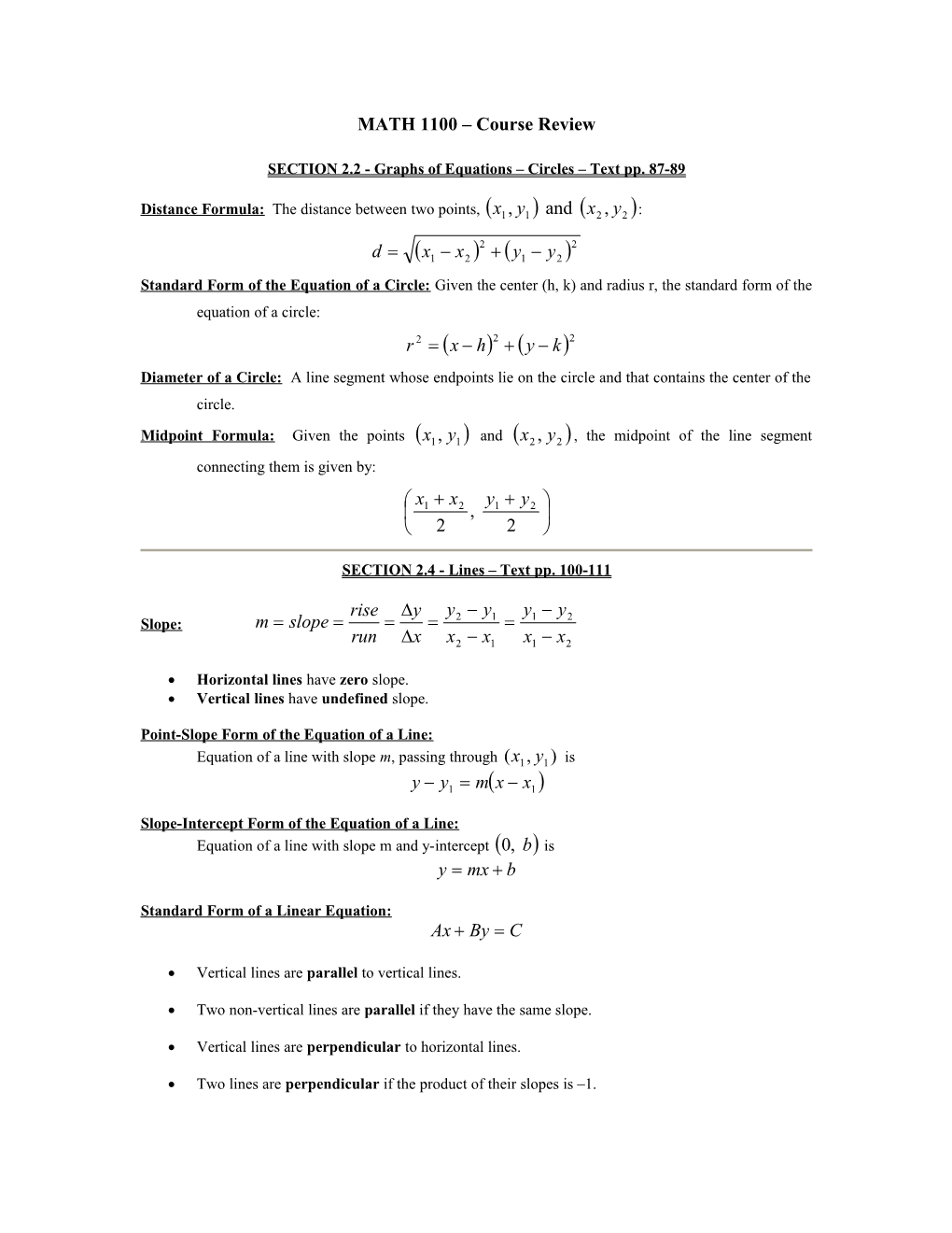 SECTION 2.2 - Graphs of Equations Circles Text Pp. 87-89