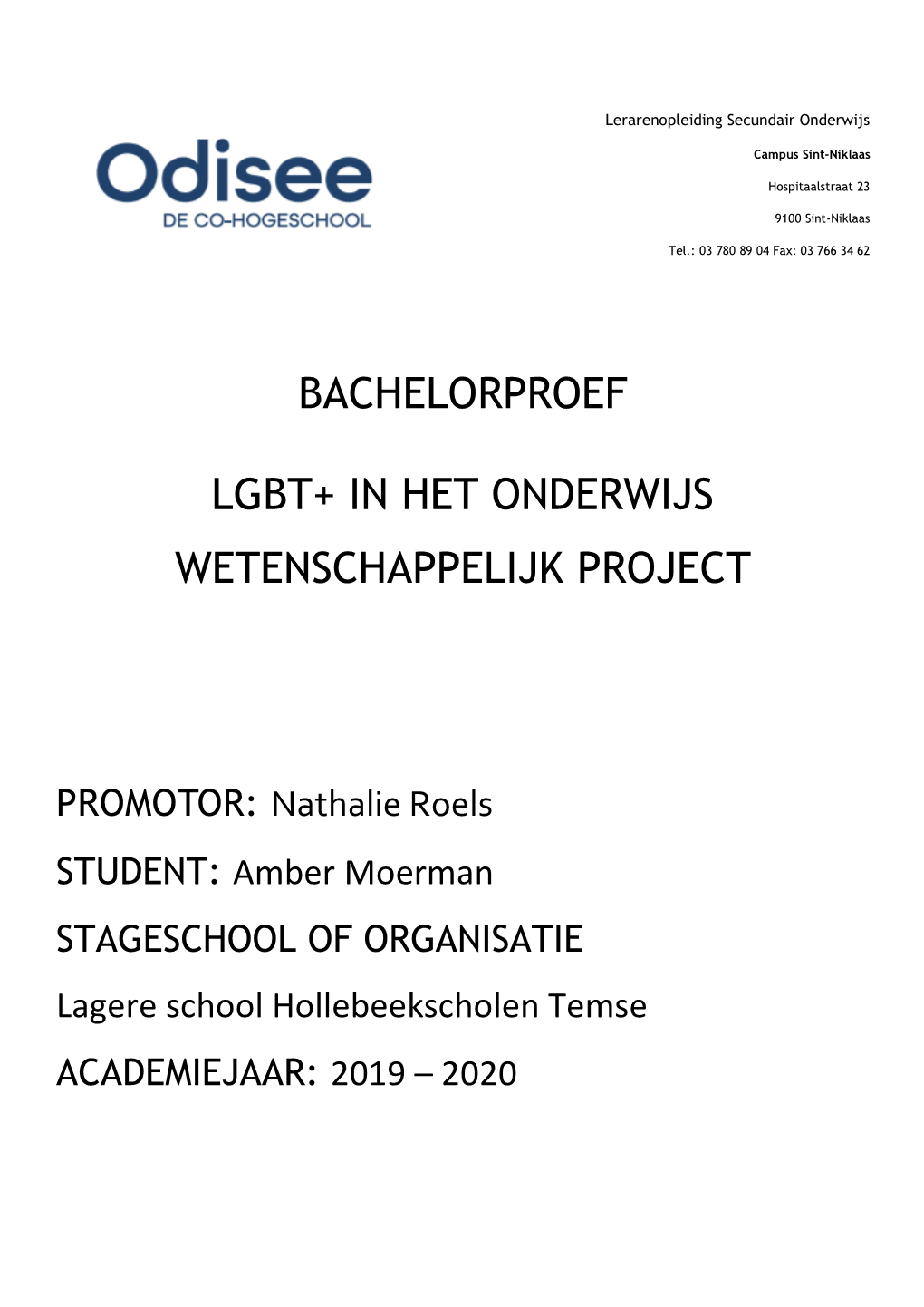 Bachelorproef Lgbt+ in Het Onderwijs