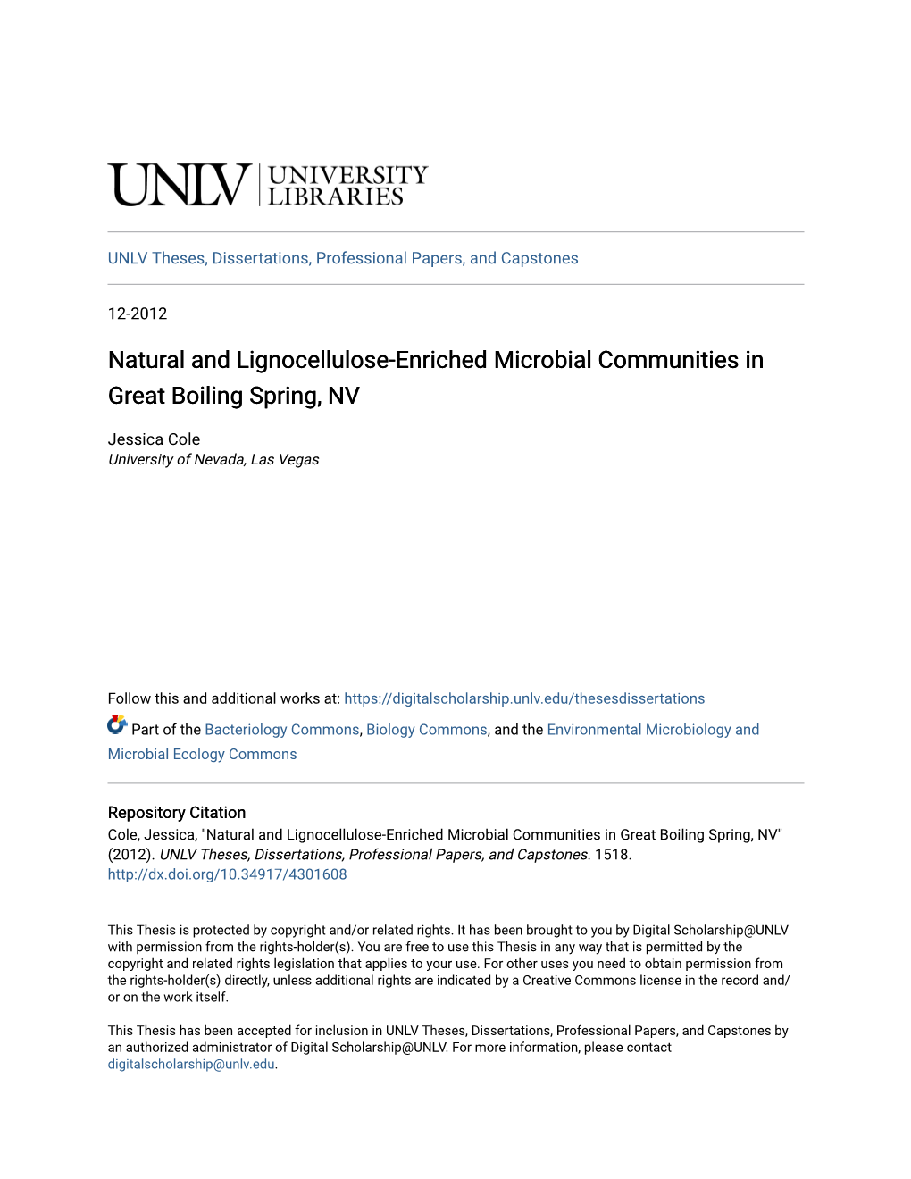 Natural and Lignocellulose-Enriched Microbial Communities in Great Boiling Spring, NV