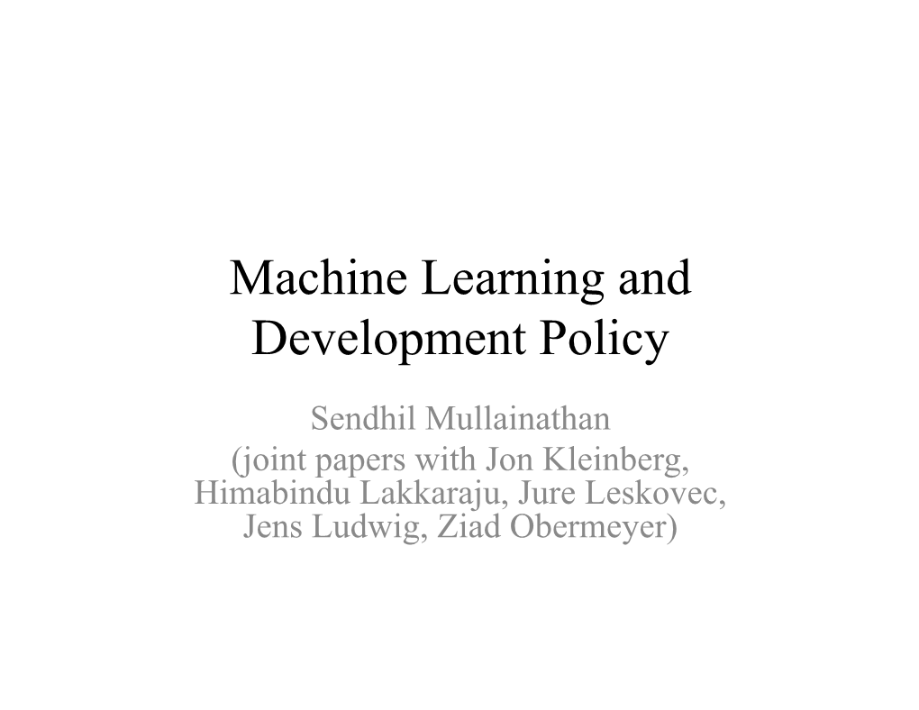 Machine Learning and Development Policy