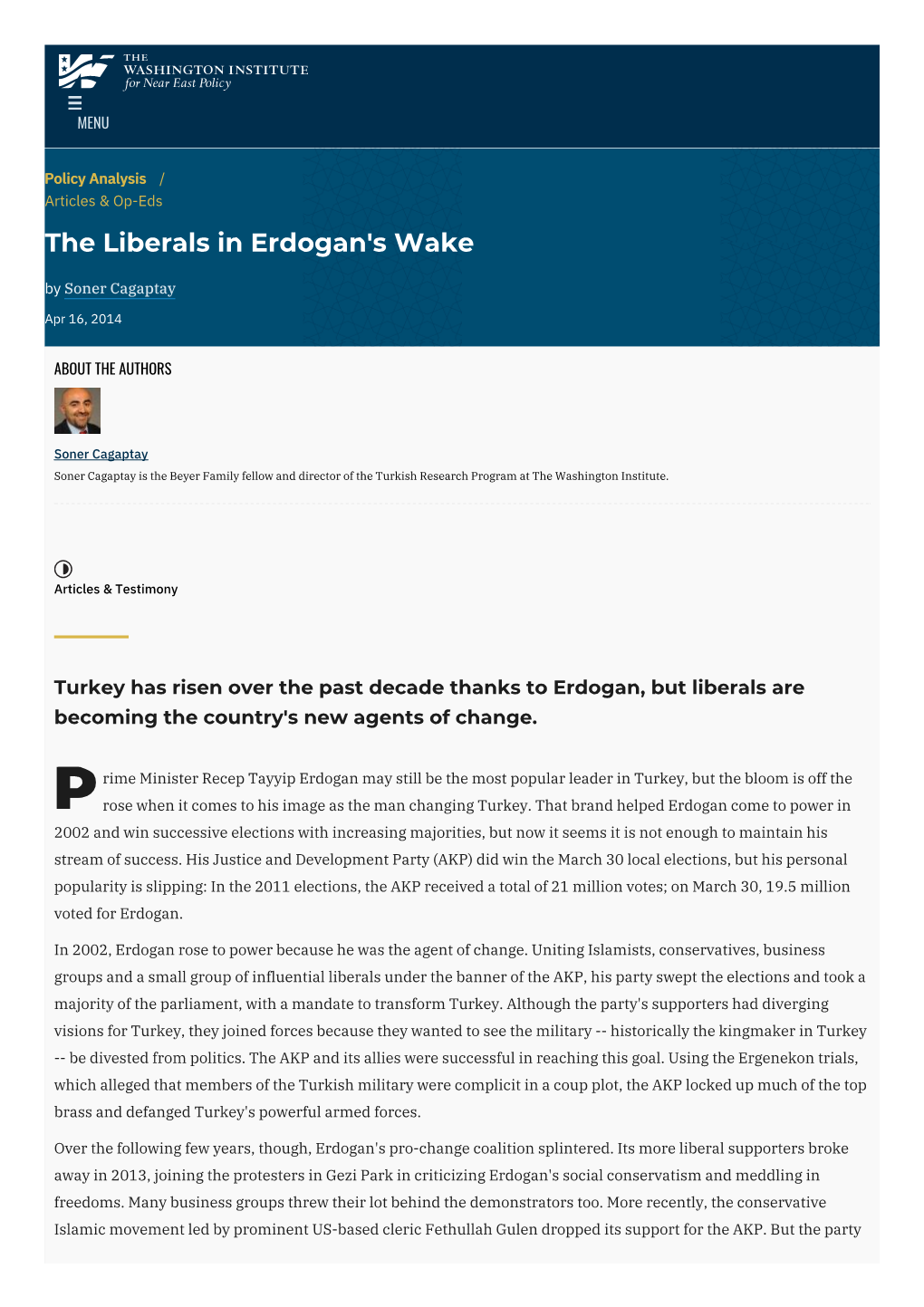 The Liberals in Erdogan's Wake | the Washington Institute
