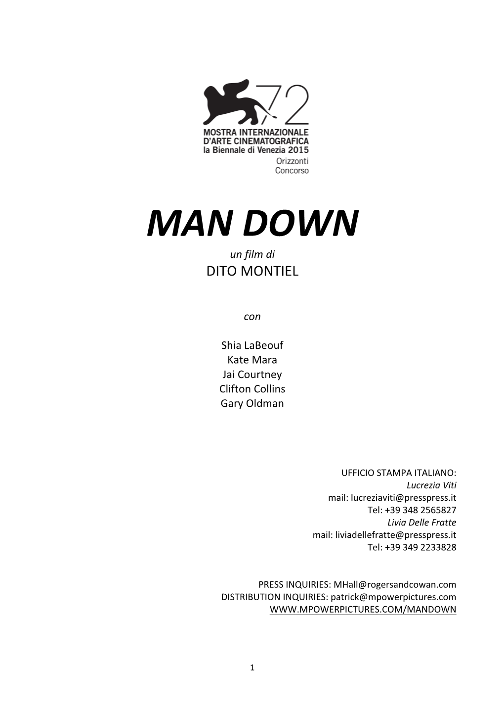 MAN DOWN Un Film Di DITO MONTIEL