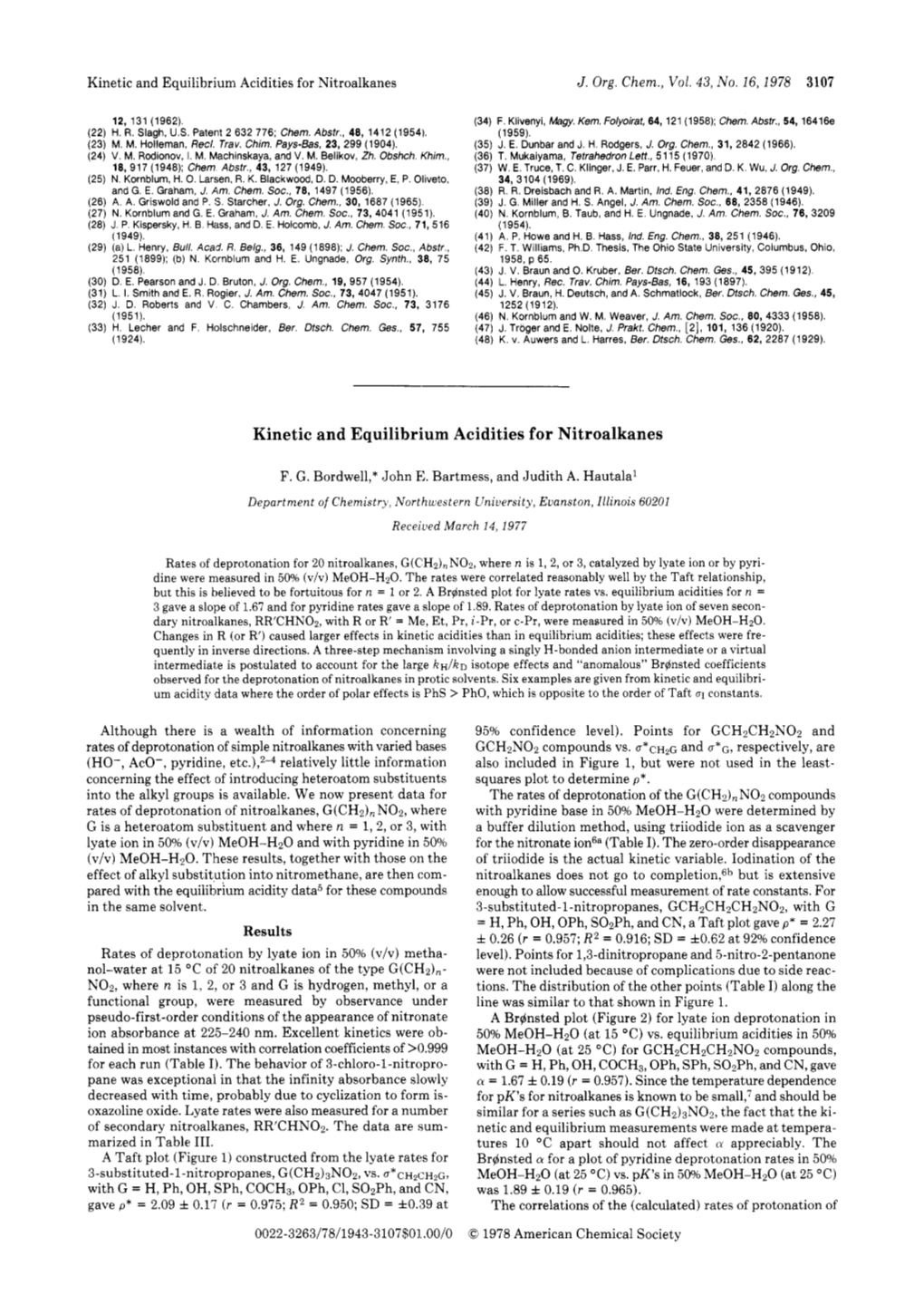 Kinetic and Equilibrium Acidities for Nitroalkanes J