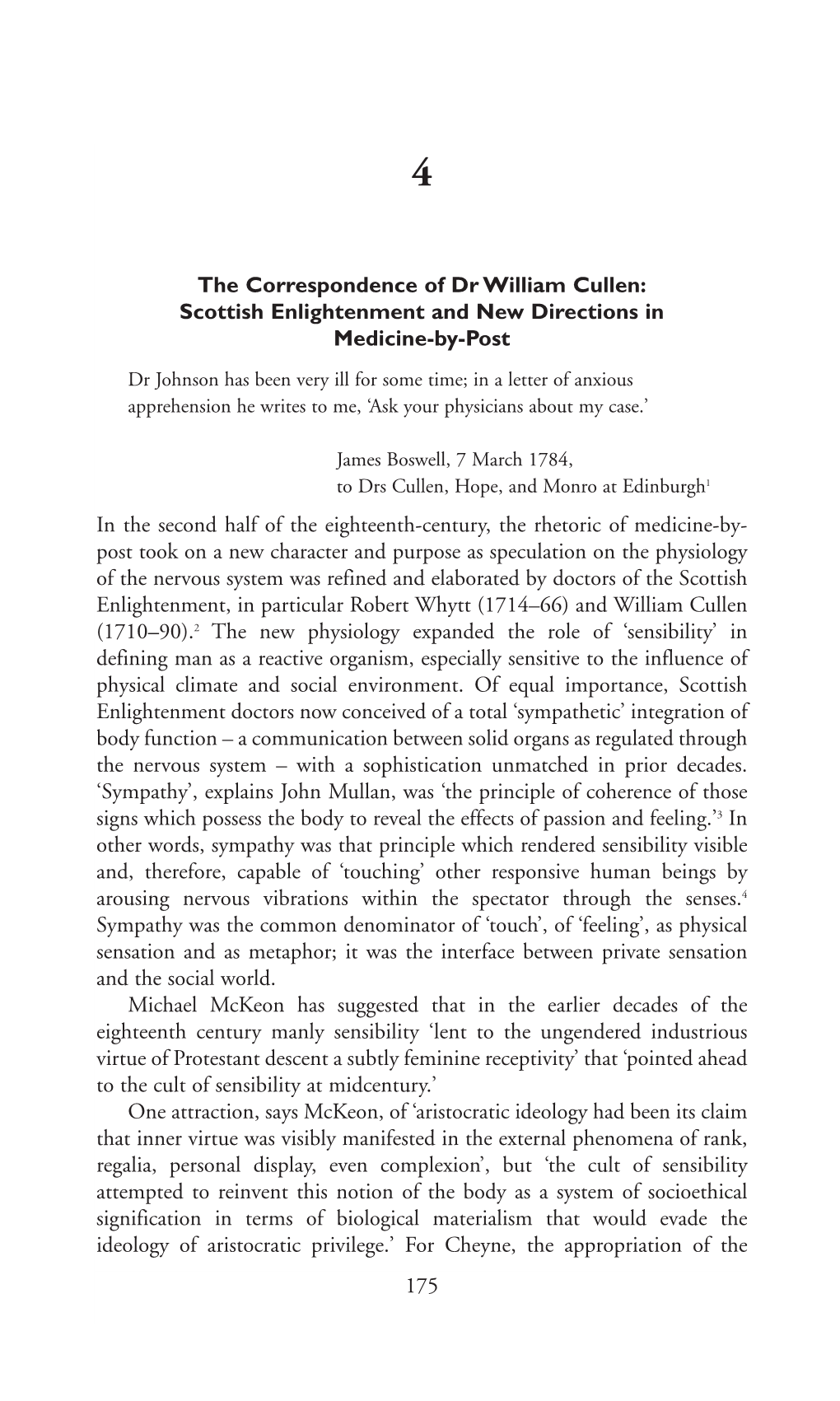 The Correspondence of Dr William Cullen: Scottish Enlightenment and New Directions in Medicine-By-Post