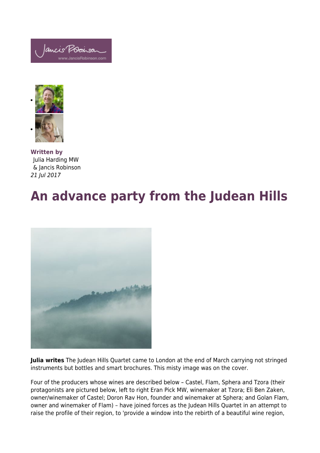 An Advance Party from the Judean Hills