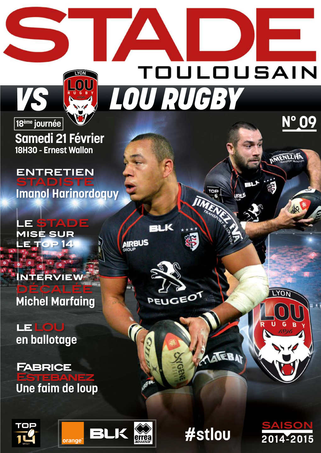 LOU RUGBY 18Ème Journée N° 09 Samedi 21 Février 18H30 - Ernest Wallon