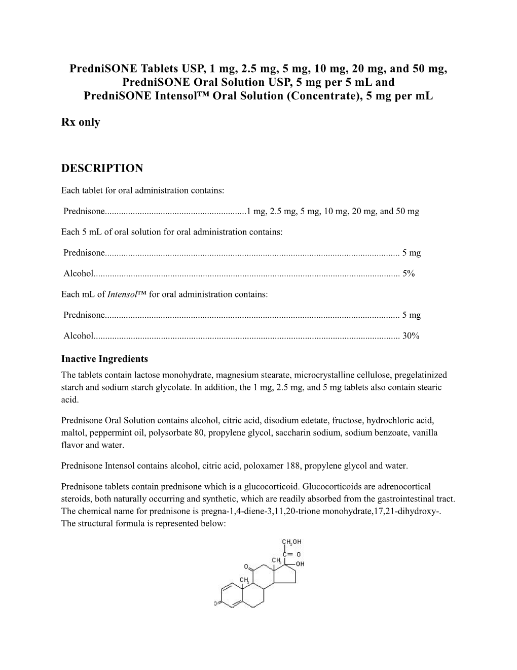 Prednisone Tablets USP, 1 Mg, 2.5 Mg, 5 Mg, 10 Mg, 20 Mg