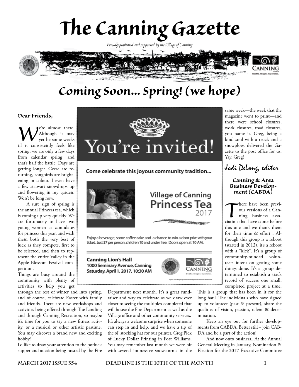 The Canning Gazette Proudly Published and Supported by the Village of Canning