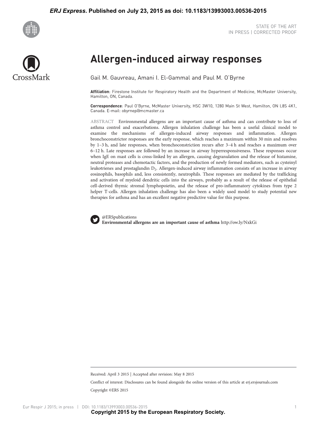 Allergen-Induced Airway Responses