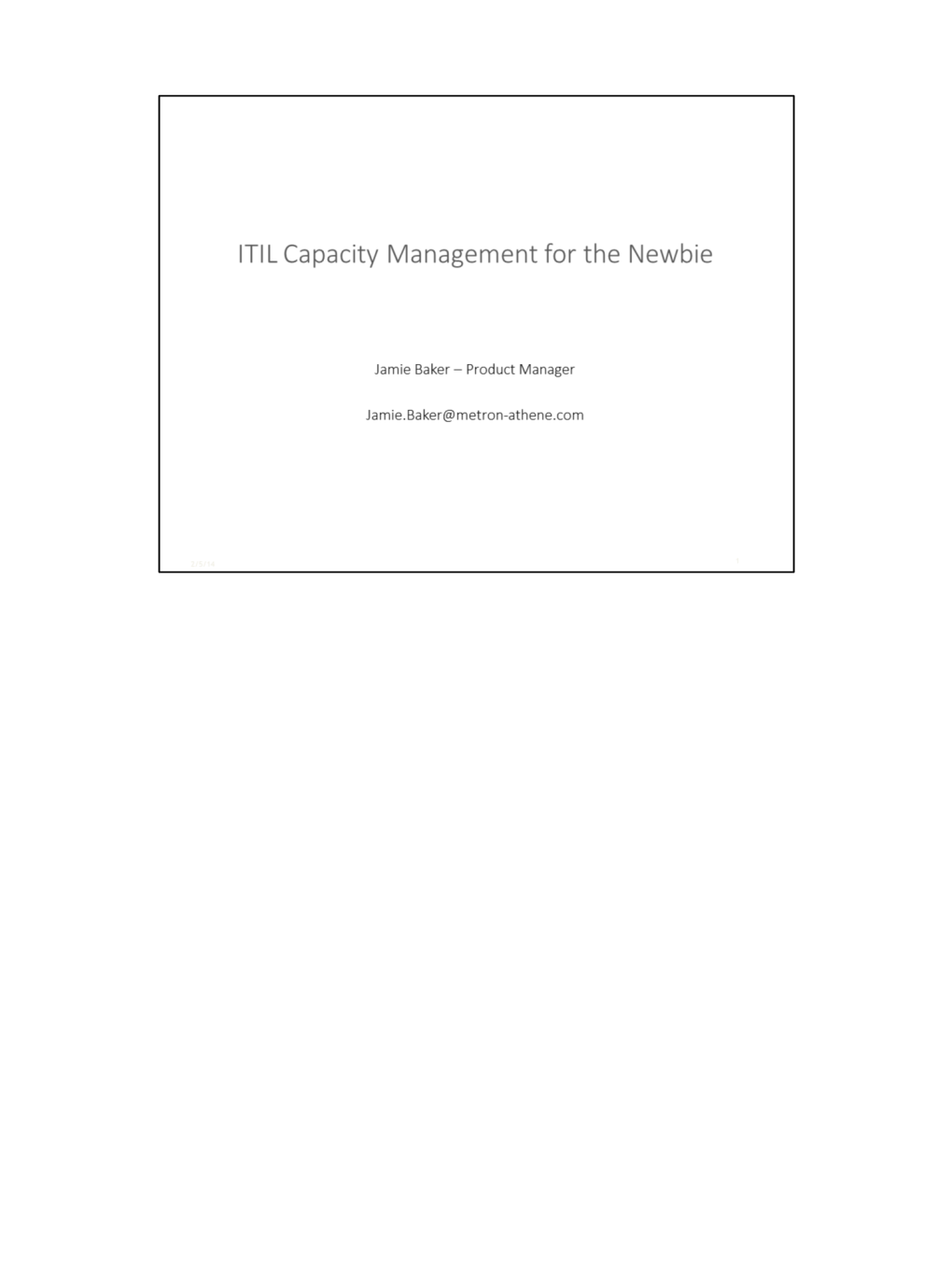 ITIL Capacity Management for the Newbie