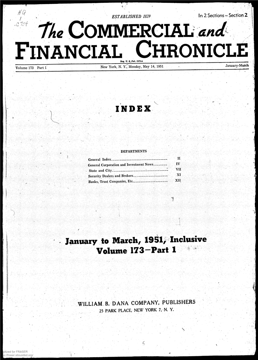 January to March 1951, Inclusive: Index to Volume