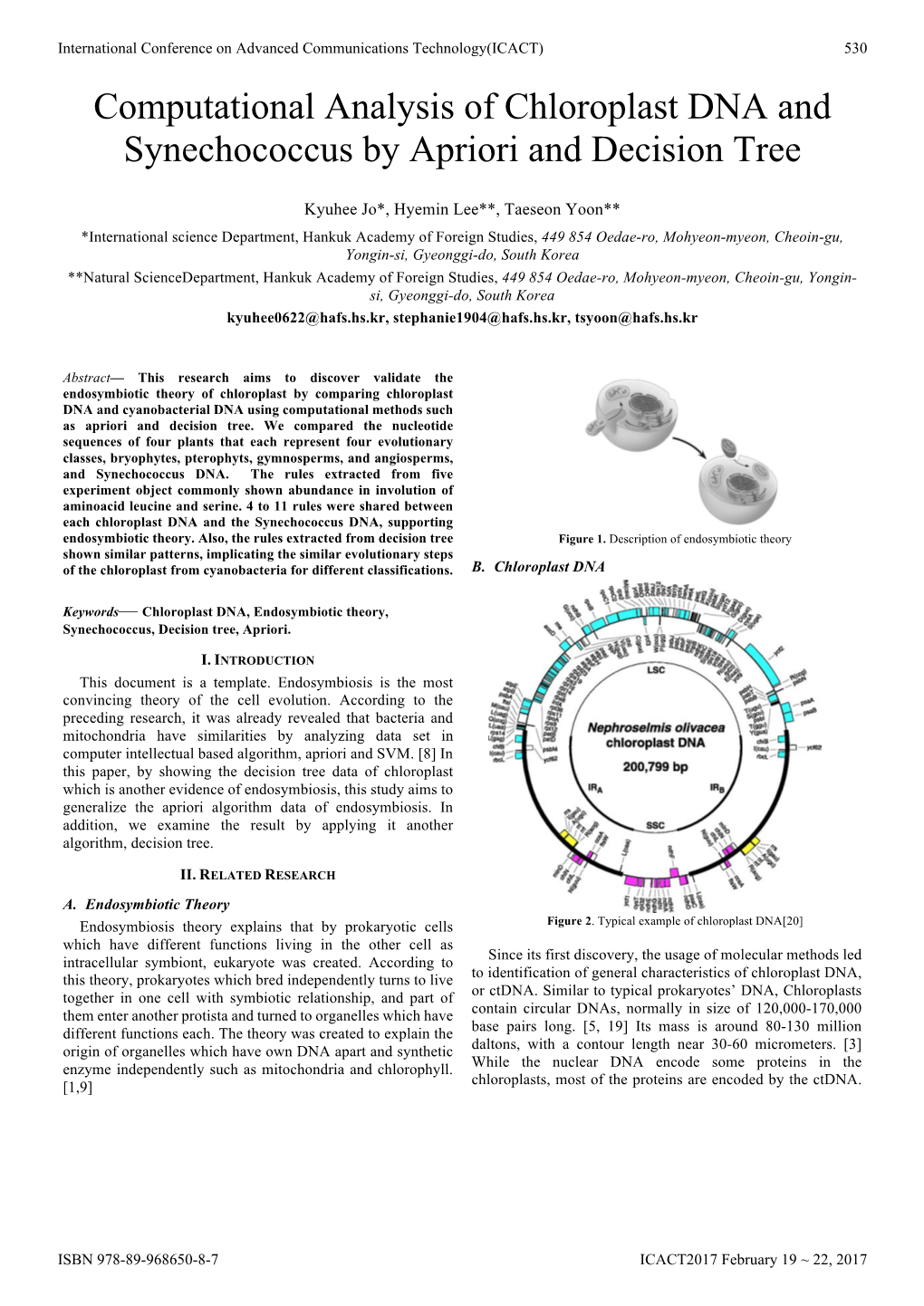 Computational Analysis of Chloroplast DNA and Synechococcus by Apriori and Decision Tree