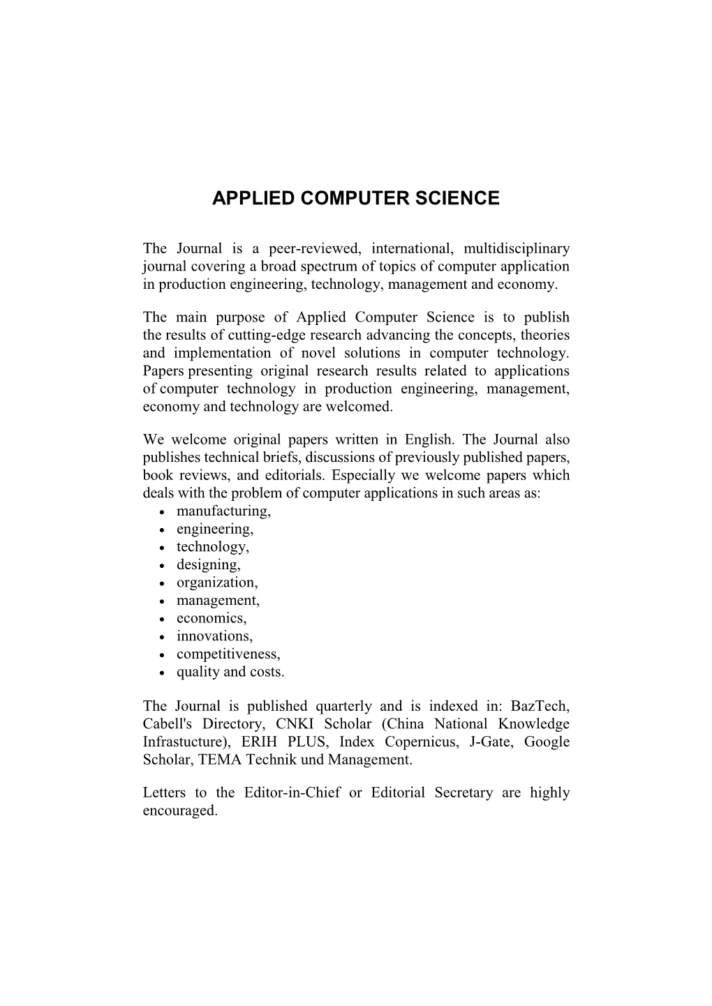 Applied Computer Science