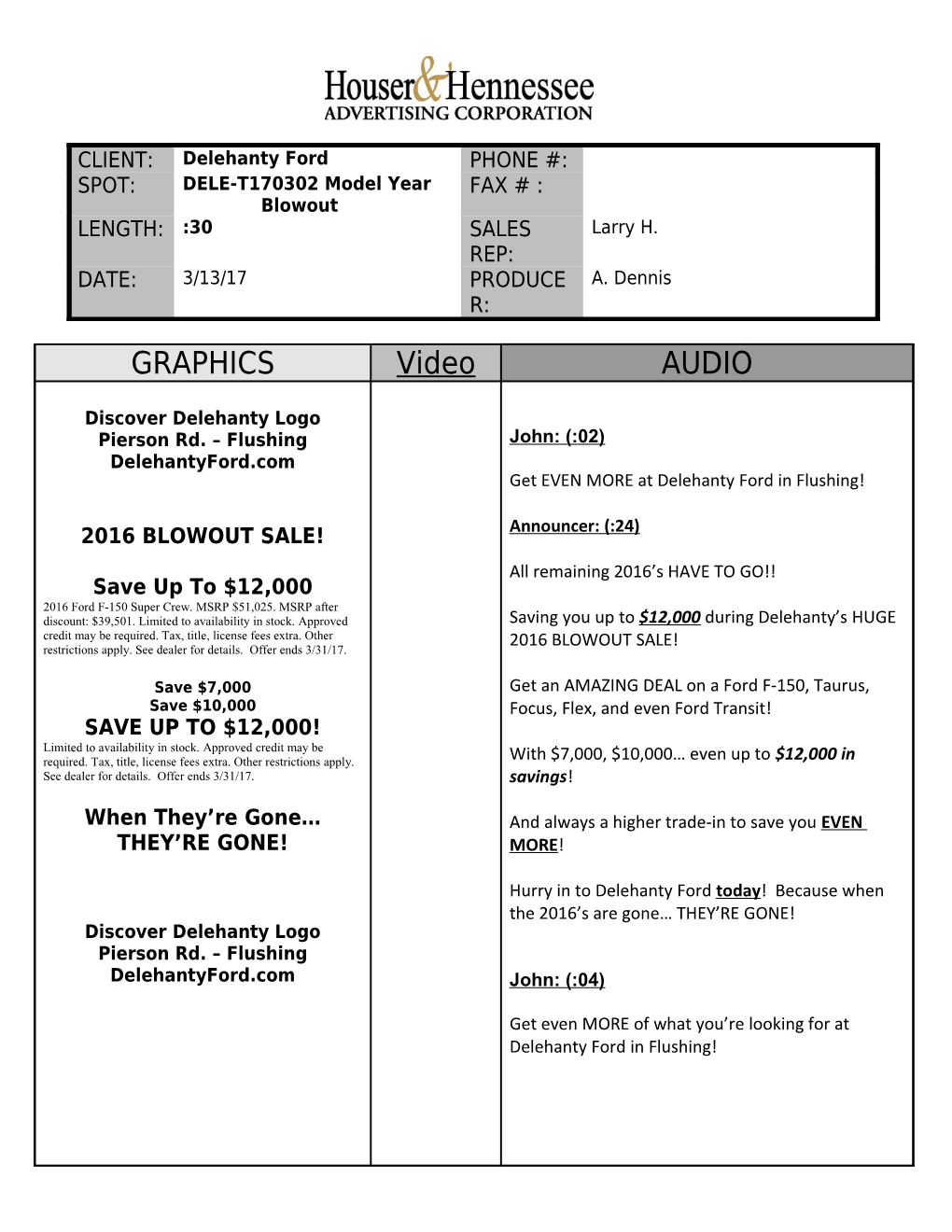 Charter Media Script Template