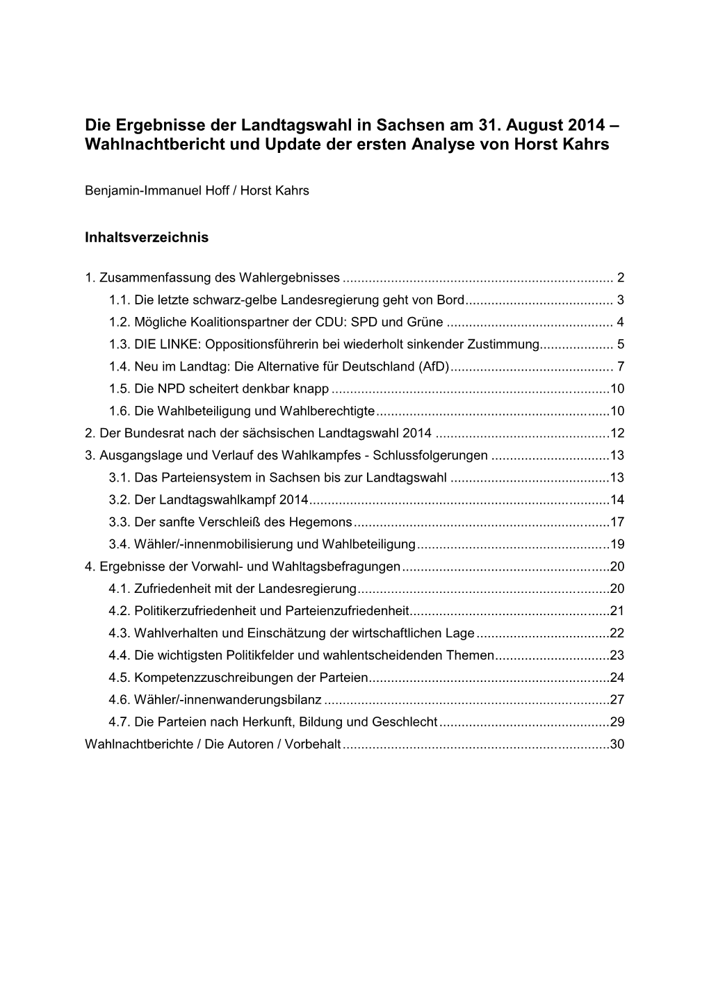 Die Ergebnisse Der Landtagswahl in Sachsen Am 31