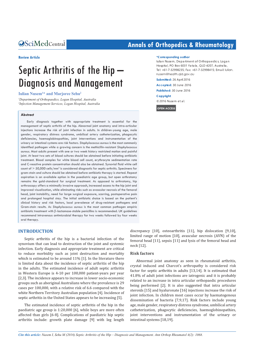 Septic Arthritis of The