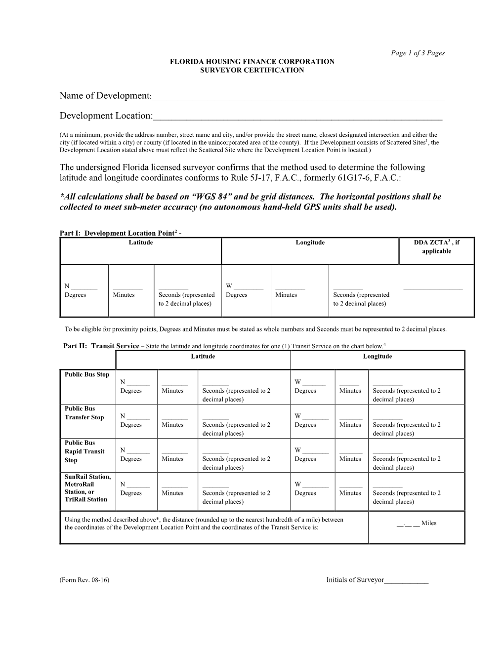 Surveyor Certification Form