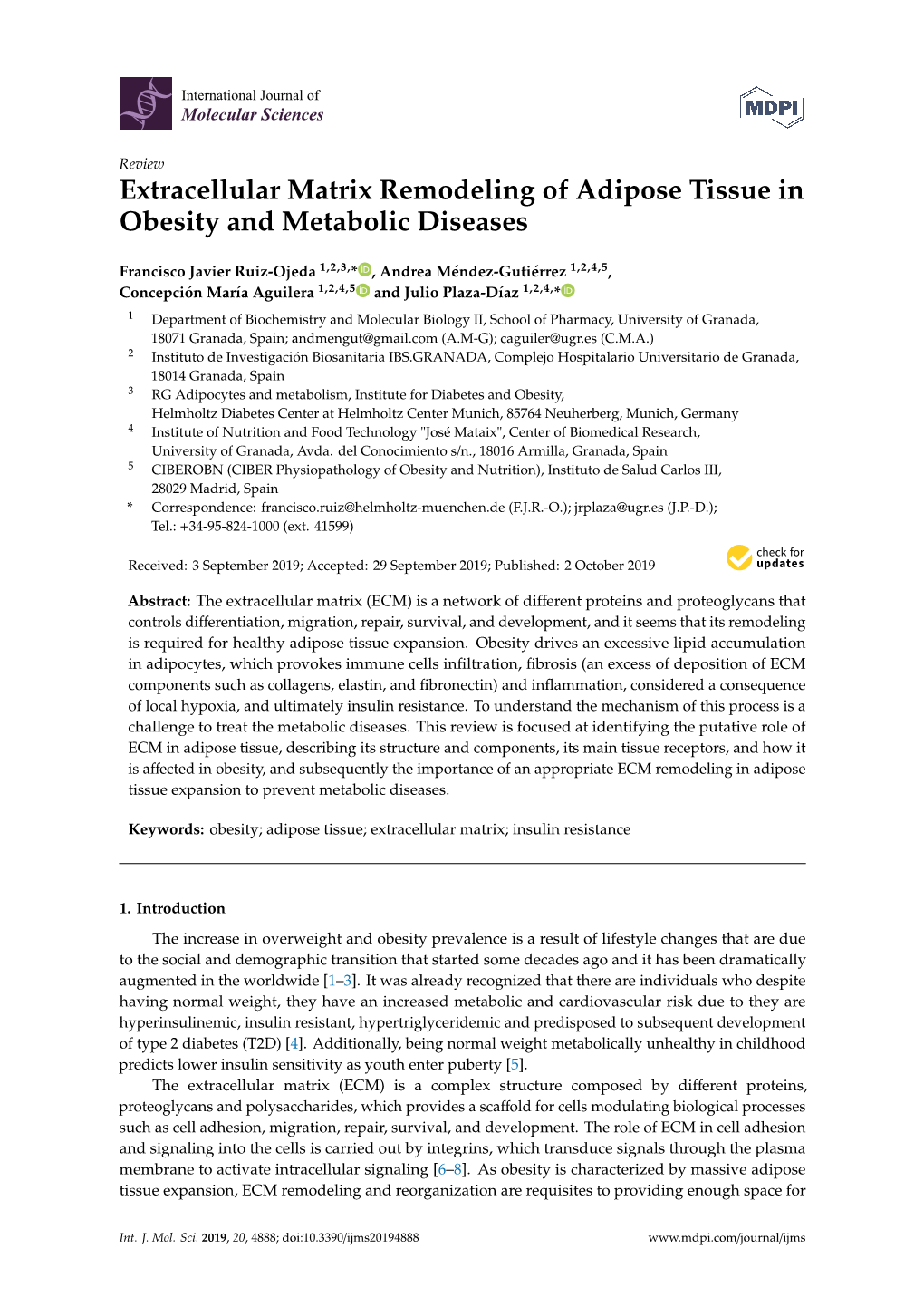 Extracellular Matrix Remodeling of Adipose Tissue in Obesity and Metabolic Diseases