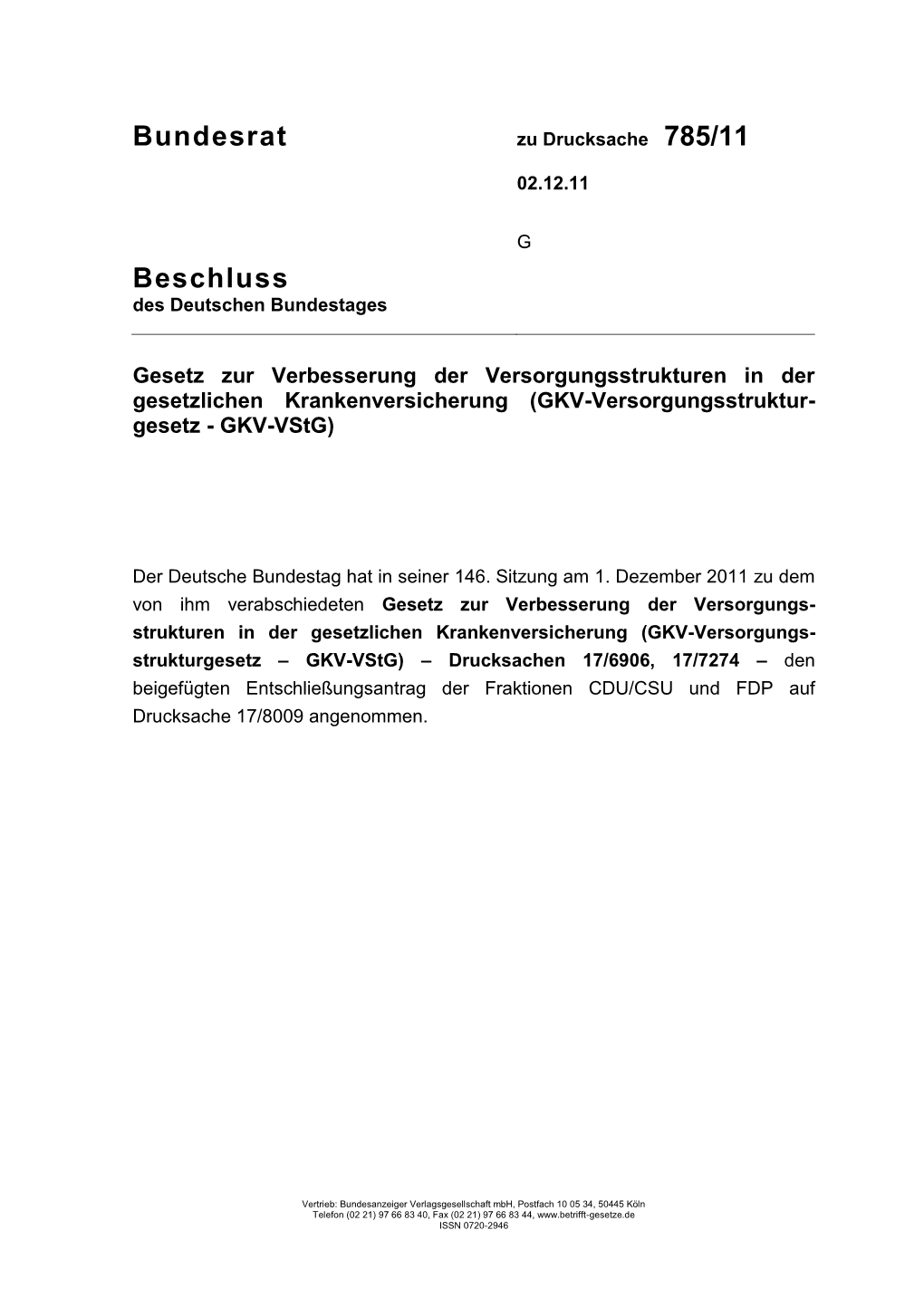 Bundesrat Beschluss