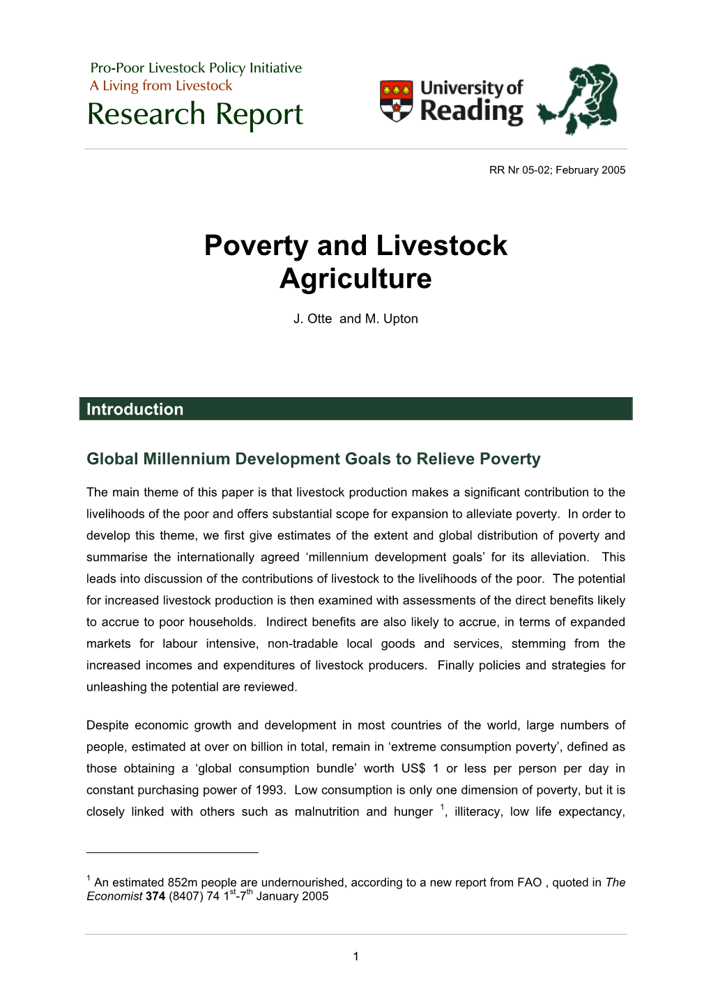 Poverty and Livestock Agriculture