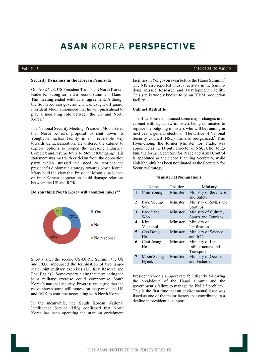 Security Dynamics in the Korean Peninsula on Feb 27-28, US