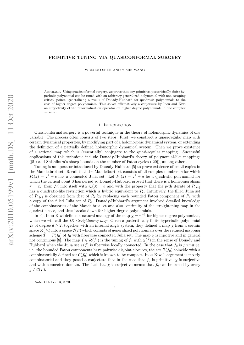 Primitive Tuning Via Quasiconformal Surgery