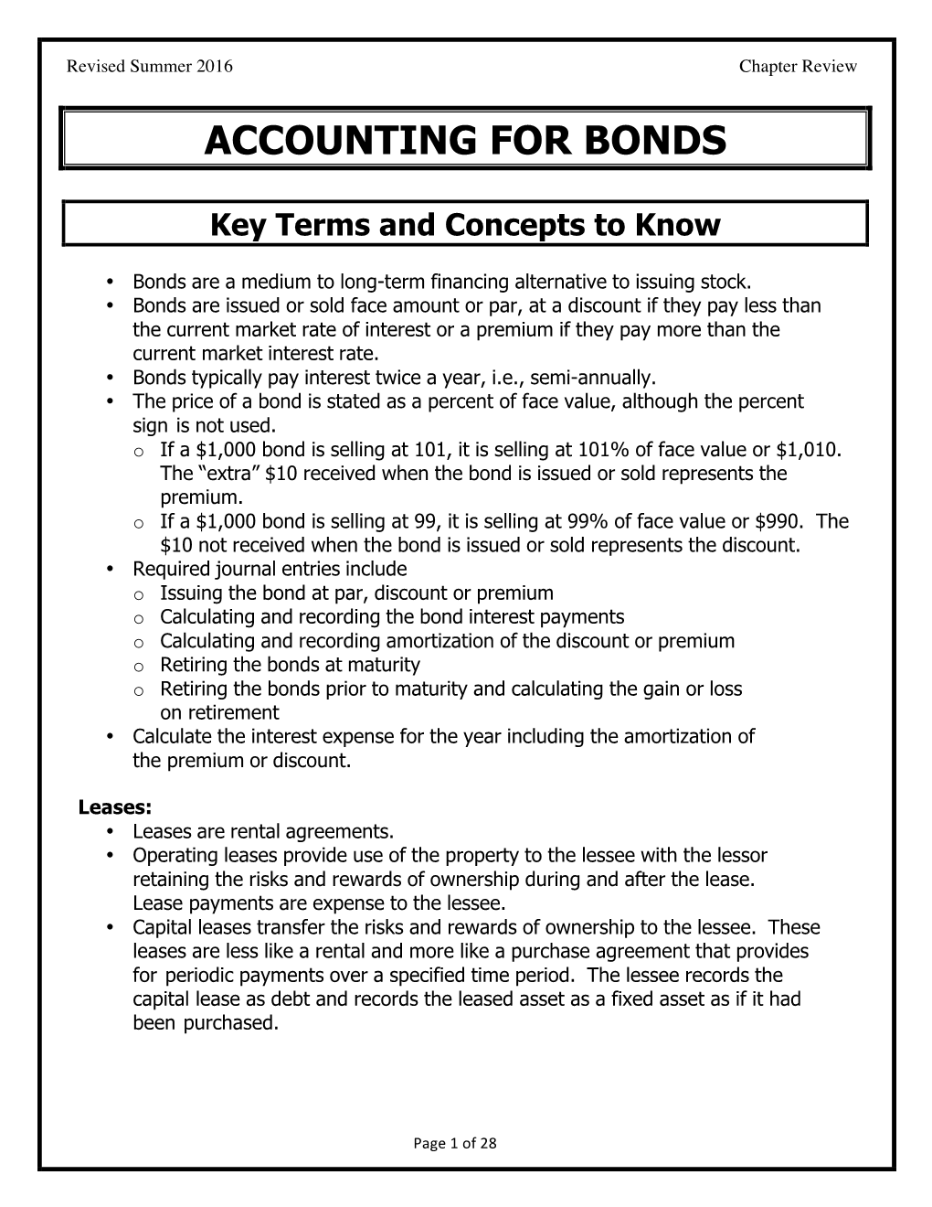 Accounting for Bonds