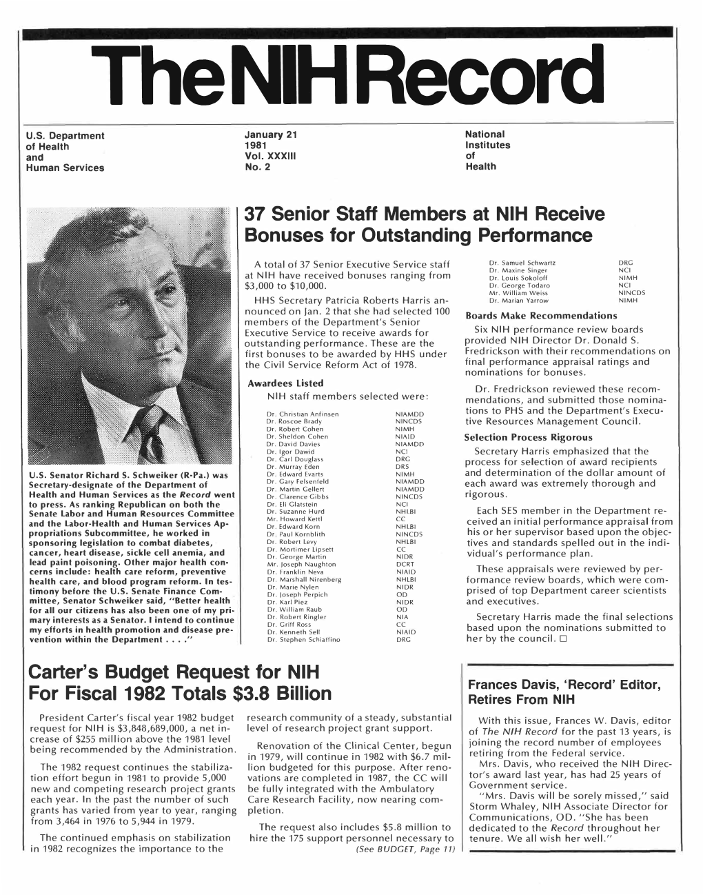 January 21, 1981, NIH Record, Vol. XXXIII, No. 2