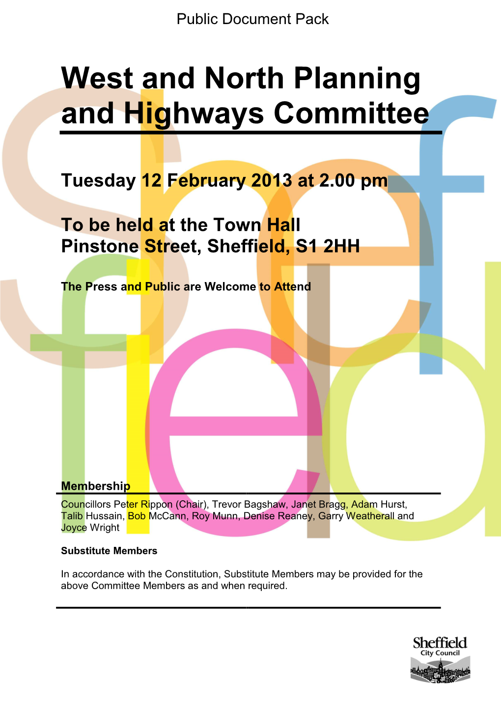 West and North Planning and Highways Committee